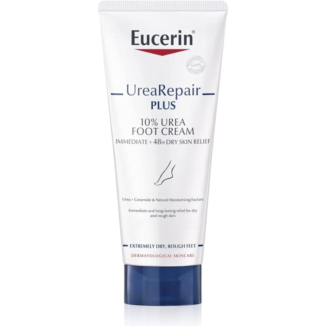 Eucerin UreaRepair Plus Rapid Absorption Foot Cream for Dry and Cracked Heels, Fragrance-Free, 100 ml