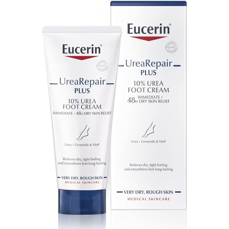 Eucerin UreaRepair Plus Rapid Absorption Foot Cream for Dry and Cracked Heels, Fragrance-Free, 100 ml