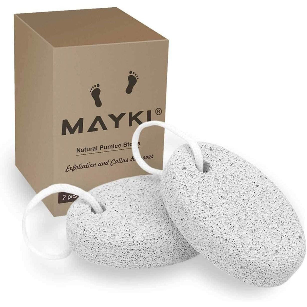 MAYKI Natural Lava Pumice Stone Duo for Feet, Hands & Body - Effective Callus Remover & Foot Scrubber, Perfect for Men & Women's Dead or Hard Skin Care