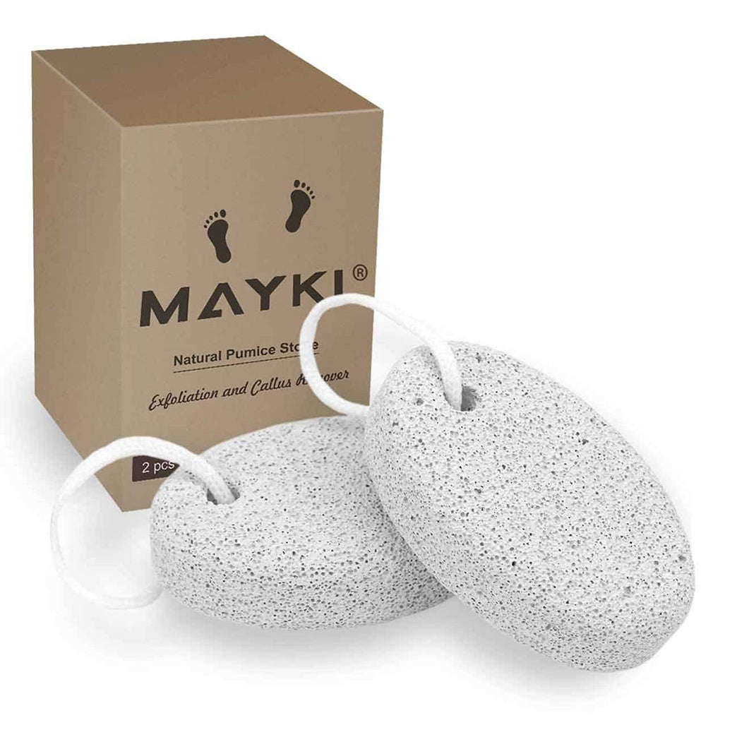 MAYKI Natural Lava Pumice Stone Duo for Feet, Hands & Body - Effective Callus Remover & Foot Scrubber, Perfect for Men & Women's Dead or Hard Skin Care