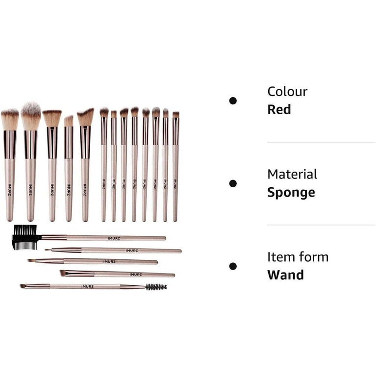 Champagne Gold Makeup Brush Set - 18 Piece Professional Cosmetic Brushes for Foundation, Blending, and Contouring