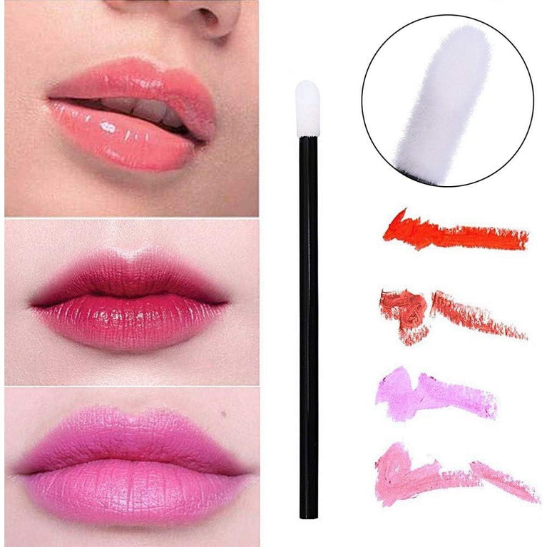 100Pcs Black Disposable Lipstick Applicators, Fiber Makeup Lip Brushes Beauty Tool Kit with 3.54inch Length