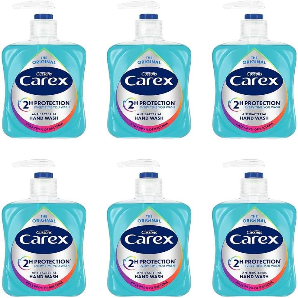 Carex Original Antibacterial Hand Wash, Clean & Protect Hands, Bulk Buy, Pack of 6 x 250 ml (Packaging may vary)