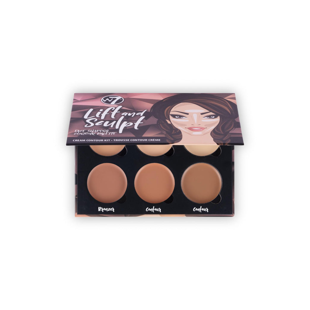 W7 Cosmetics Professional Contour Kit - Cream-Based Highlighting & Concealing Palette with Step-by-Step Guide