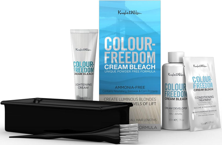 Knight & Wilson Colour-Freedom Cream Hair Bleach Kit with Ammonia-Free Formula and Tint Bowl/Bush