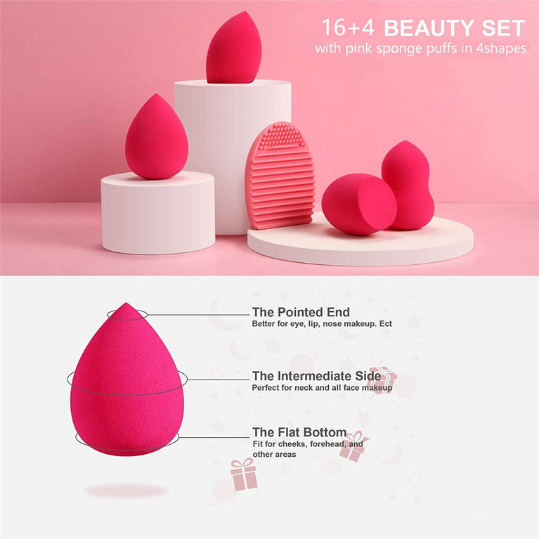 Marble Makeup Brush Set with 15PCs Brushes and Makeup Sponge - Professional Beauty Kit for Flawless Makeup Application