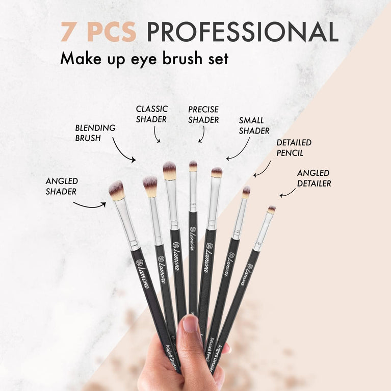 Vegan Eye Brush Set - Professional 7 Piece Kit for Perfect Eye Makeup Application