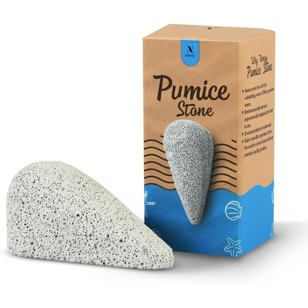 NIMXY Natural Pumice Stone Foot Scrubber - Hard Skin and Callus Remover for Hands and Feet – Effective Dead Skin Exfoliator and Blood Circulation Booster – Perfect Pedicure Tool (Grey, 1 Pc)