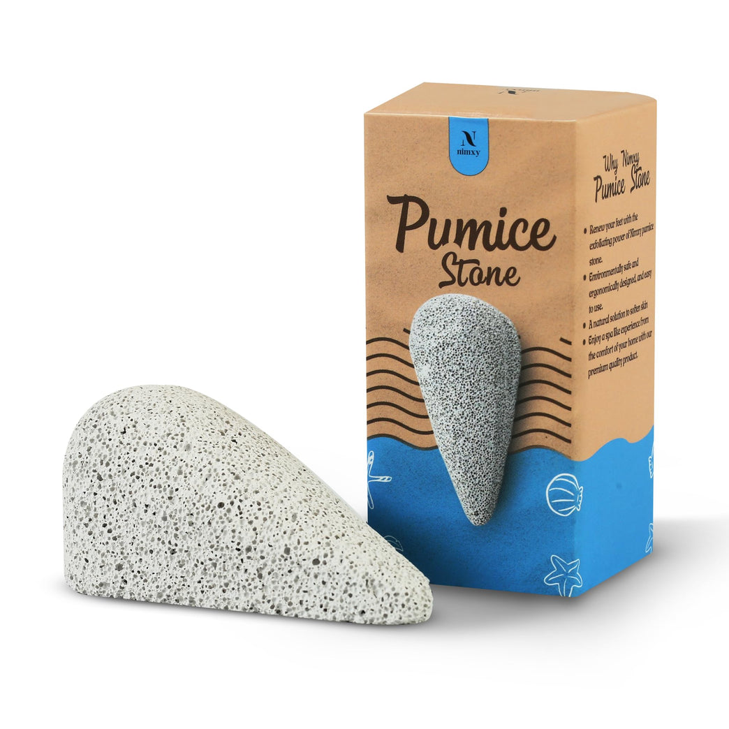 NIMXY Natural Pumice Stone Foot Scrubber - Hard Skin and Callus Remover for Hands and Feet – Effective Dead Skin Exfoliator and Blood Circulation Booster – Perfect Pedicure Tool (Grey, 1 Pc)