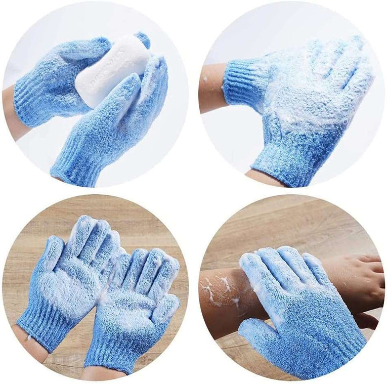 8 PCS Exfoliating Gloves, Polyester Exfoliator Mitt, Body Exfoliating Wash Glove Dead Skin Remover Shower Body Scrub Gloves for Adults and Kids, Ingrown(Blue, White, Pink, Orange）