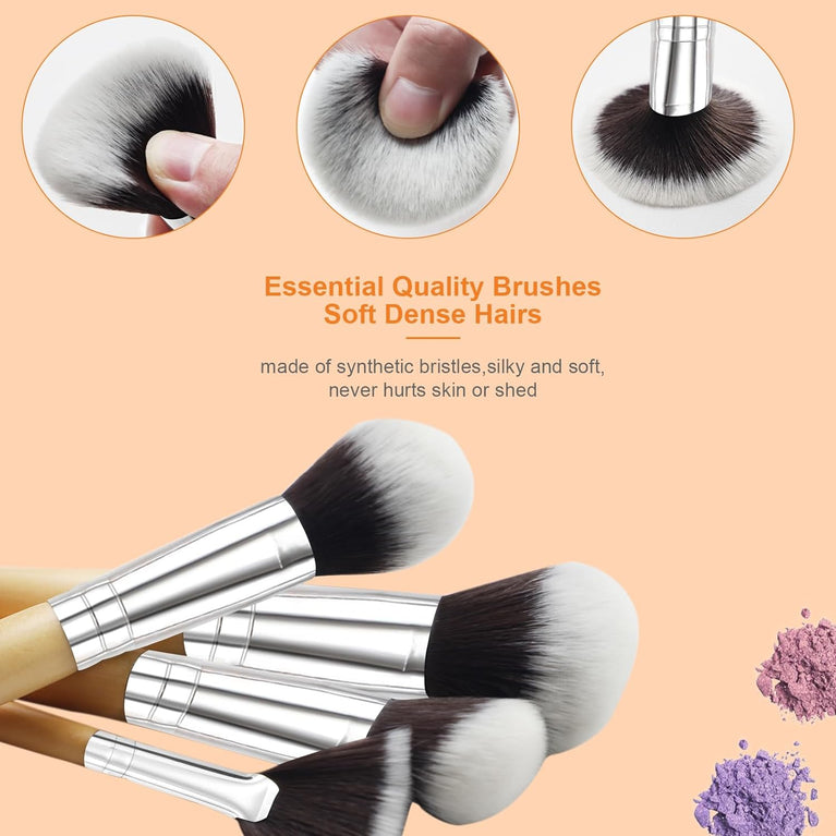 Luxurious Wooden Makeup Brush Set - Eco-Friendly and Vegan Friendly