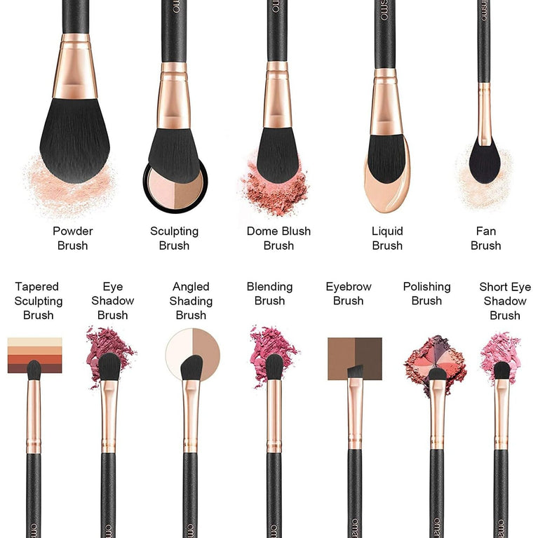 GlamPro™ Luxe Makeup Brush Set (12 Pieces) - Elegant Pearl Handles, Travel-Friendly Case Included