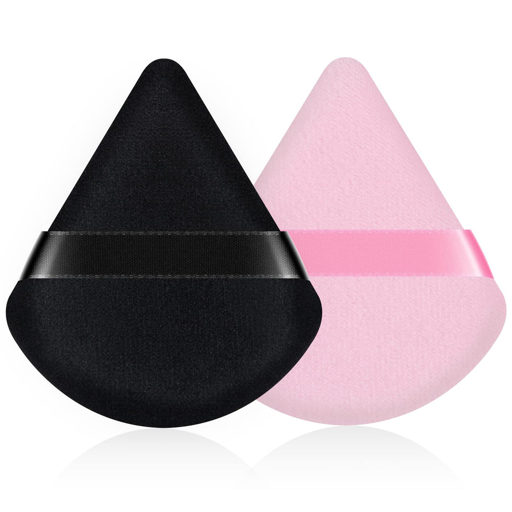 Versatile Velvet Powder Puffs Set of 2 - Reusable Triangle Makeup Sponges for Wet/Dry Use,