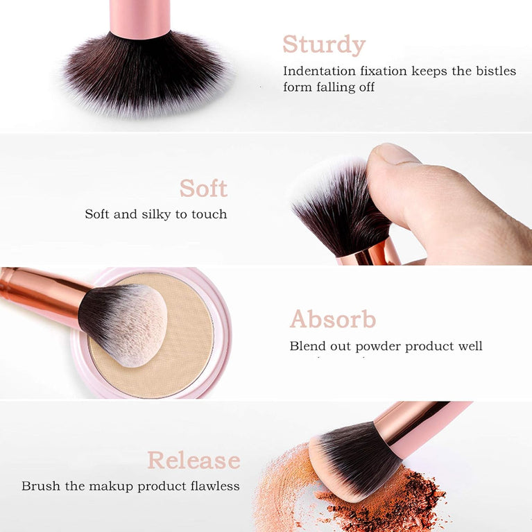 Marble Makeup Brush Set with 15PCs Brushes and Makeup Sponge - Professional Beauty Kit for Flawless Makeup Application