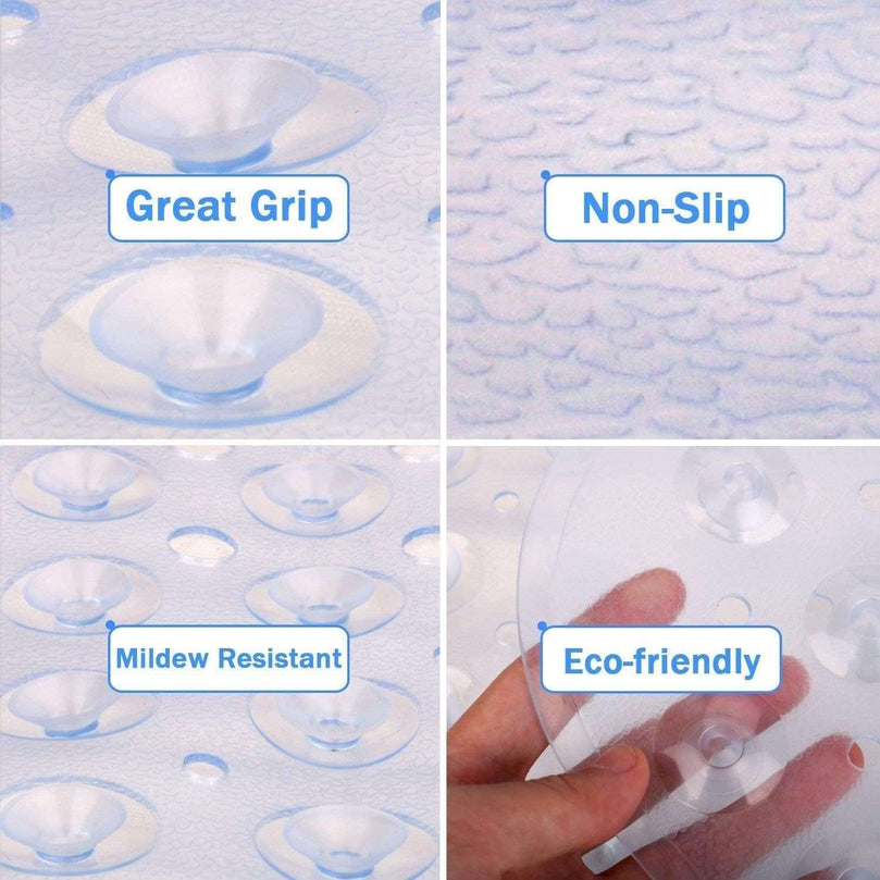 Extra Long Bath Mats, Wimaha Shower Mats Mildew Resistant Non-slip Pebbled Bathtub Mats with Suction Cup for Bathroom, Machine Washable, 100 x 40cm, Clear