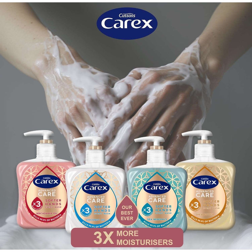 Carex Advanced Care Macadamia Oil Antibacterial Hand Wash, 3x More Moisturisers, Clean & Protect Hands, Bulk Buy, Pack of 6 x 250ml