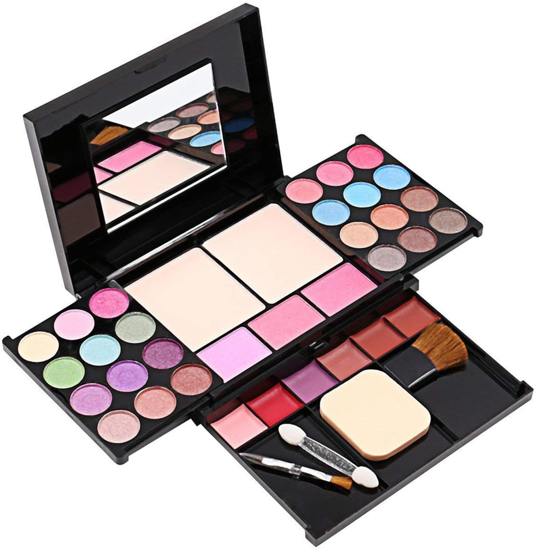 Stunning 35 Color Eyeshadow Palette with Lip Gloss, Blush, Brushes, and High Pigmentation - Matte and Shimmer Makeup Kit