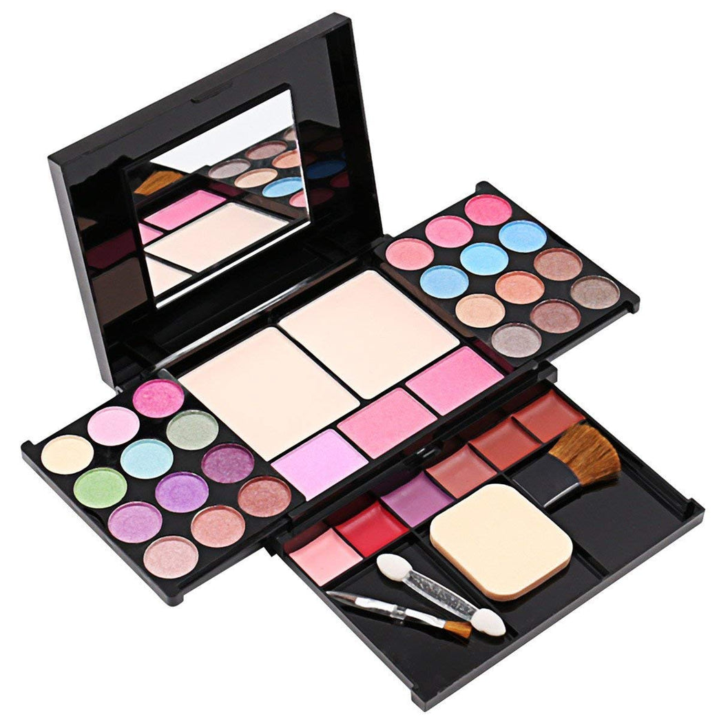 Stunning 35 Color Eyeshadow Palette with Lip Gloss, Blush, Brushes, and High Pigmentation - Matte and Shimmer Makeup Kit