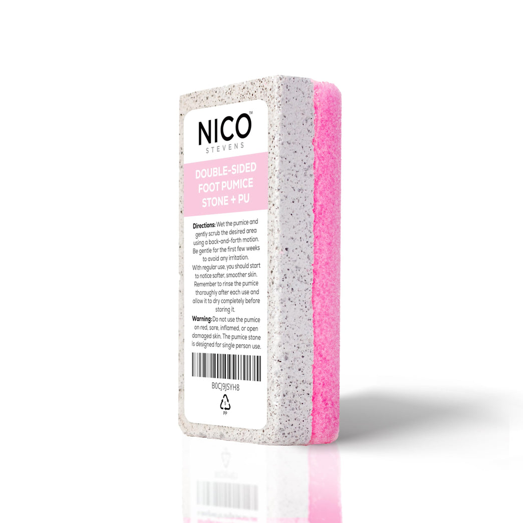 Nico Stevens Dual-Action Pumice Stone and PU Exfoliator - Superior Callus and Corn Remover for Hard Dry Skin - Perfect for Men & Women - Essential Pedicure Tool for Smooth Skin (Pink)