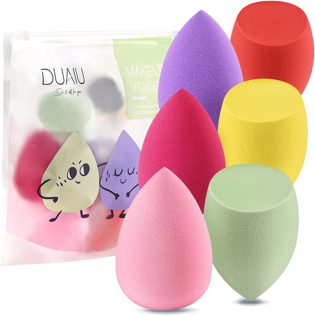 ro 6-Piece Makeup Sponge Set: Non-Latex Beauty Blenders for Flawless Foundation, Cream, and Powder Application