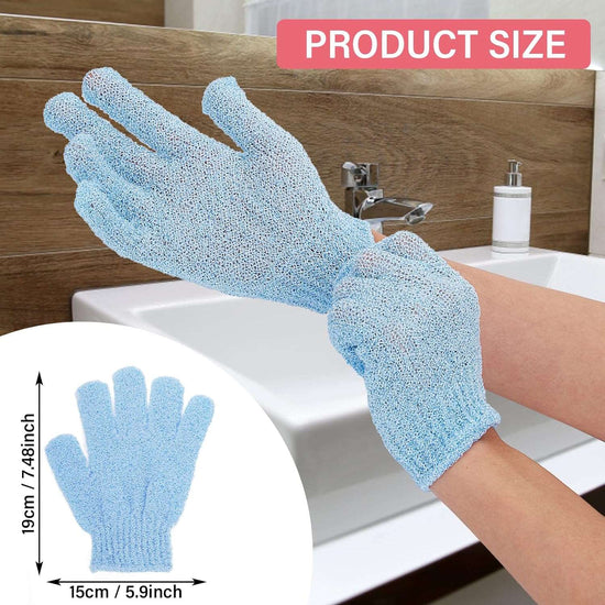 Sibba 6Pcs Exfoliating Gloves Bamboo Exfoliator Mitt Body Scrub Exfoliating Washcloths Scrubbing Glove for Shower, Spa, Massage and Dead Skin Cell Remover Loofah (Green, blue, pink)