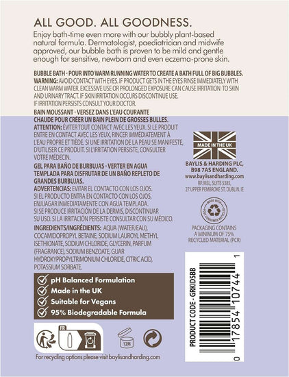 Baylis & Harding Goodness Kids Lavender & Vanilla Natural Bubble Bath, 500 ml (Pack of 3) - Vegan Friendly