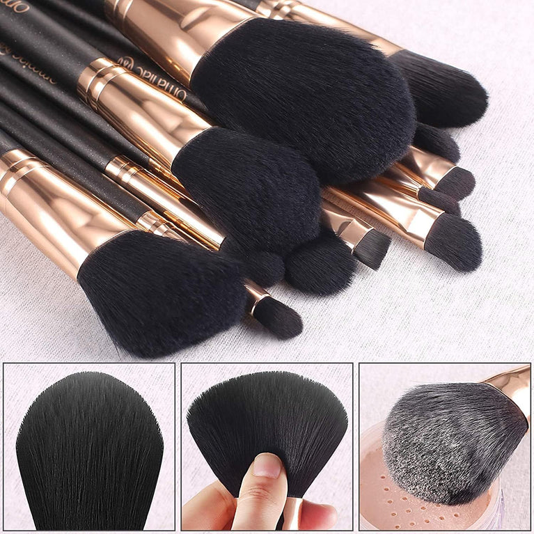 GlamPro™ Luxe Makeup Brush Set (12 Pieces) - Elegant Pearl Handles, Travel-Friendly Case Included