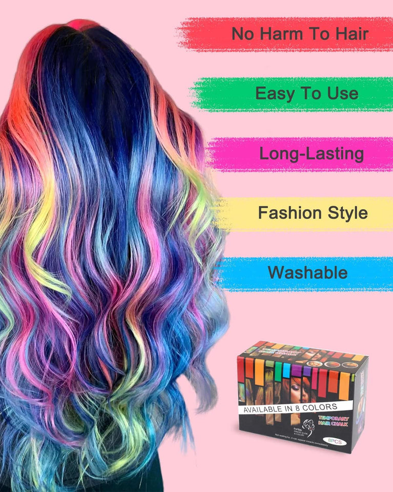 Colorful Hair Chalk Set for Kids and Women - Vibrant Temporary Hair Dye Kit for Parties, Cosplay, and Holidays