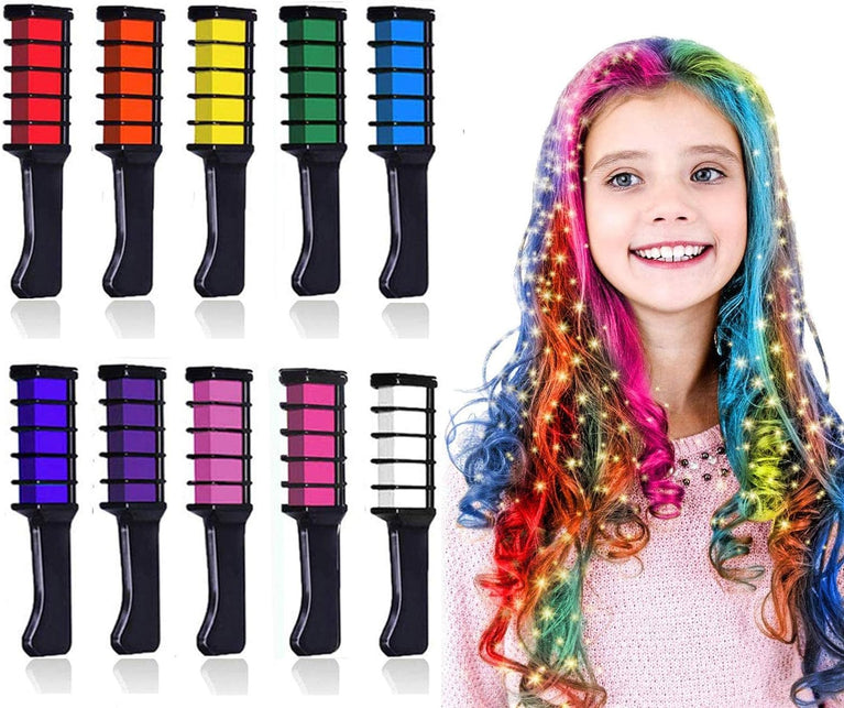 Colorful Hair Chalk Set for Kids and Teens - Temporary Hair Dye Comb for Vibrant Hair Colors