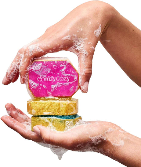 ComfyCozy Jasmine Crystal Soap | Natural Organic Hand Wash Body Soaps Bar | Luxury Pore Cleanser Bars Scrub For Skincare Acne Treatment | Bath Beauty Birthday Gifts For Women Mum Her Him Mens | 90g