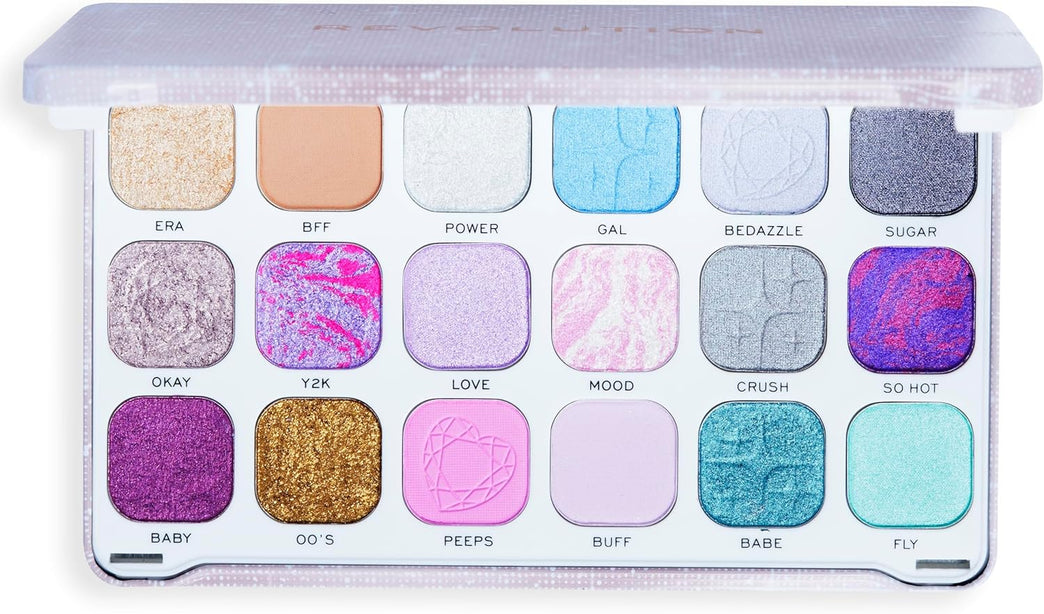 Makeup Revolution Y2K Inspired Dreamer Eyeshadow Palette - 18 Shades of Matte, Glitter & Shimmer, Cruelty-Free and Vegan