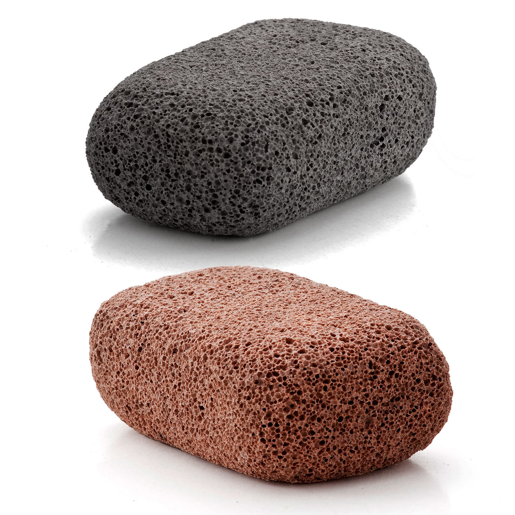 Vulcan Dual-Coloured Pumice Stones (Pack of 2, Terracotta and Grey) - Expert Solution for Hard Skin and Callus Removal