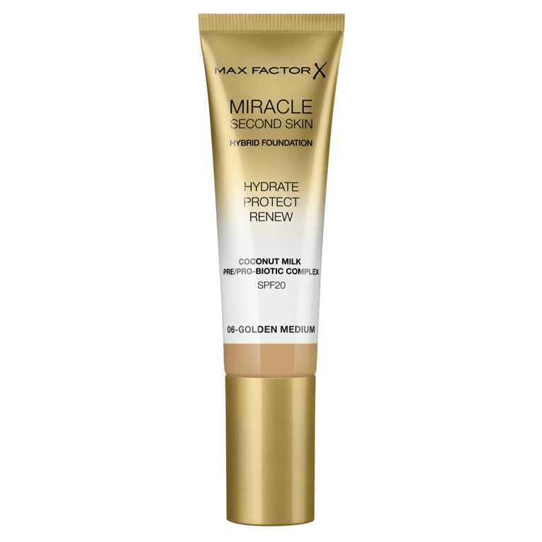 Max Factor Golden Medium Miracle Second Skin Foundation - Hydrating and Renewing, 30 ml