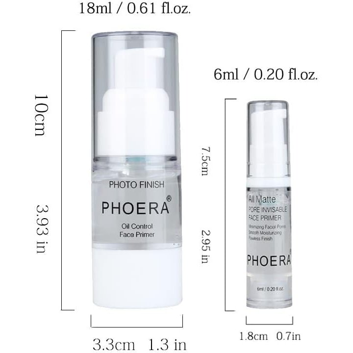 PHOERA 2Pcs All-Day Hydrating Makeup Primer with Matte Finish for Flawless Coverage