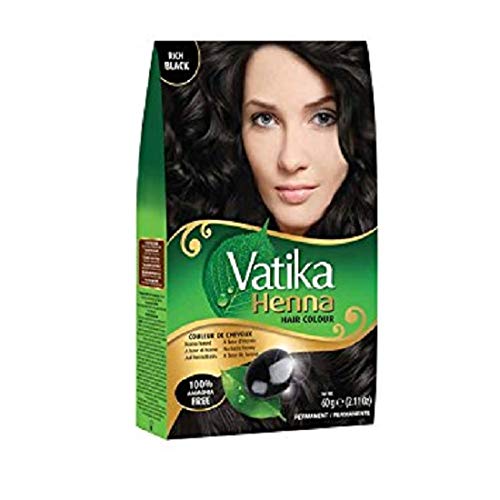 Vatika Henna Hair Colour Rich Black 100% Ammonia Free 6 x 10g Sachtes - 60g