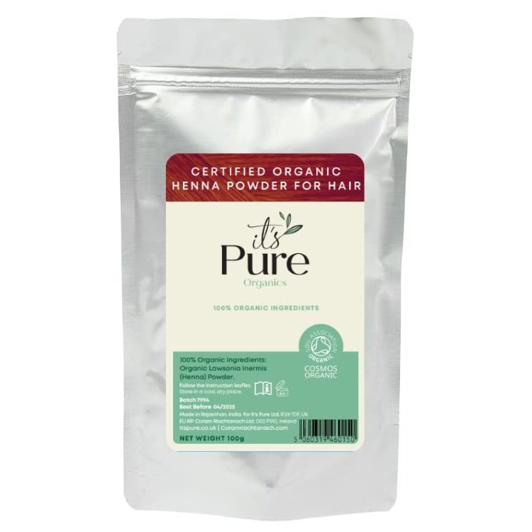 Certified Organic Pure Henna Powder 100g