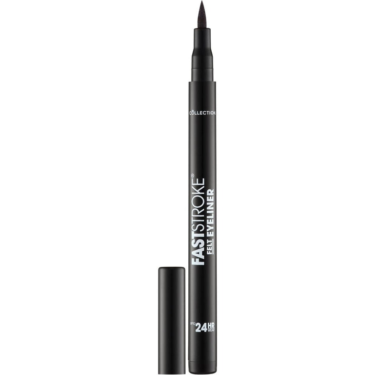 Collection Cosmetics Quick-Dry, Long-Lasting Felt Tip Eyeliner with Precision Fine Tip, Highly Pigmented, 4ml, Black - Vegan Friendly