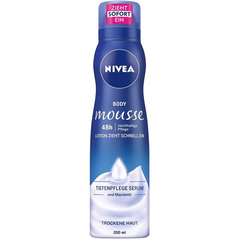 Nivea Almond Oil Body Mousse for Dry Skin, 200 ml Dispenser