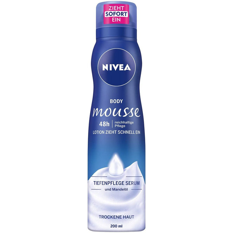 Nivea Almond Oil Body Mousse for Dry Skin, 200 ml Dispenser