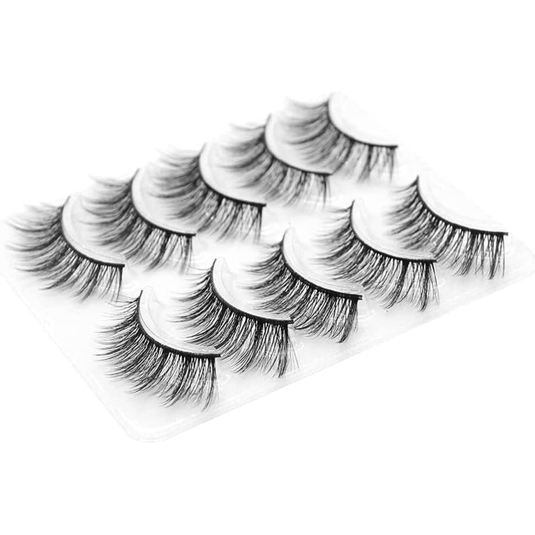 Ultra-Natural 3D Faux Mink Eyelashes - 5 Pairs of Reusable, Soft, Fluffy and Full False Lashes for Everyday Glamour