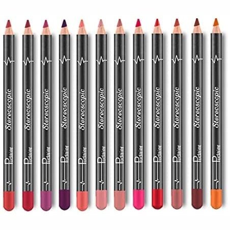 Beteligir Versatile Lip Liner Pencil Collection - 12 Vibrant Shades, Waterproof, Long-Lasting, Matte Finish (01)