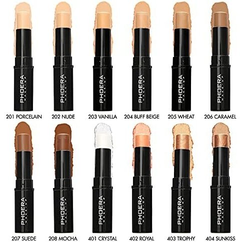 PHOERA 3-in-1 Concealer, Highlighter & Contour Stick - Waterproof Full Coverage Makeup for Medium Skin Tones