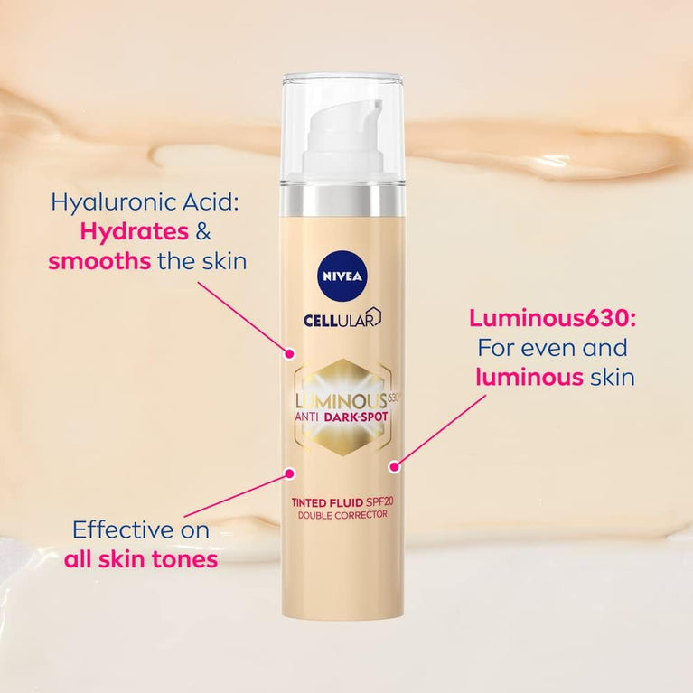 NIVEA Radiant Skin Cellular LUMINOUS 630 Anti-Dark Spot SPF 20 Tinted Face Fluid (40ml)