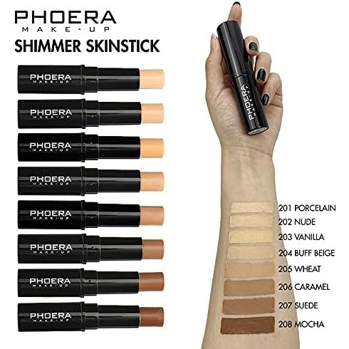 PHOERA 3-in-1 Concealer, Highlighter & Contour Stick - Waterproof Full Coverage Makeup for Medium Skin Tones