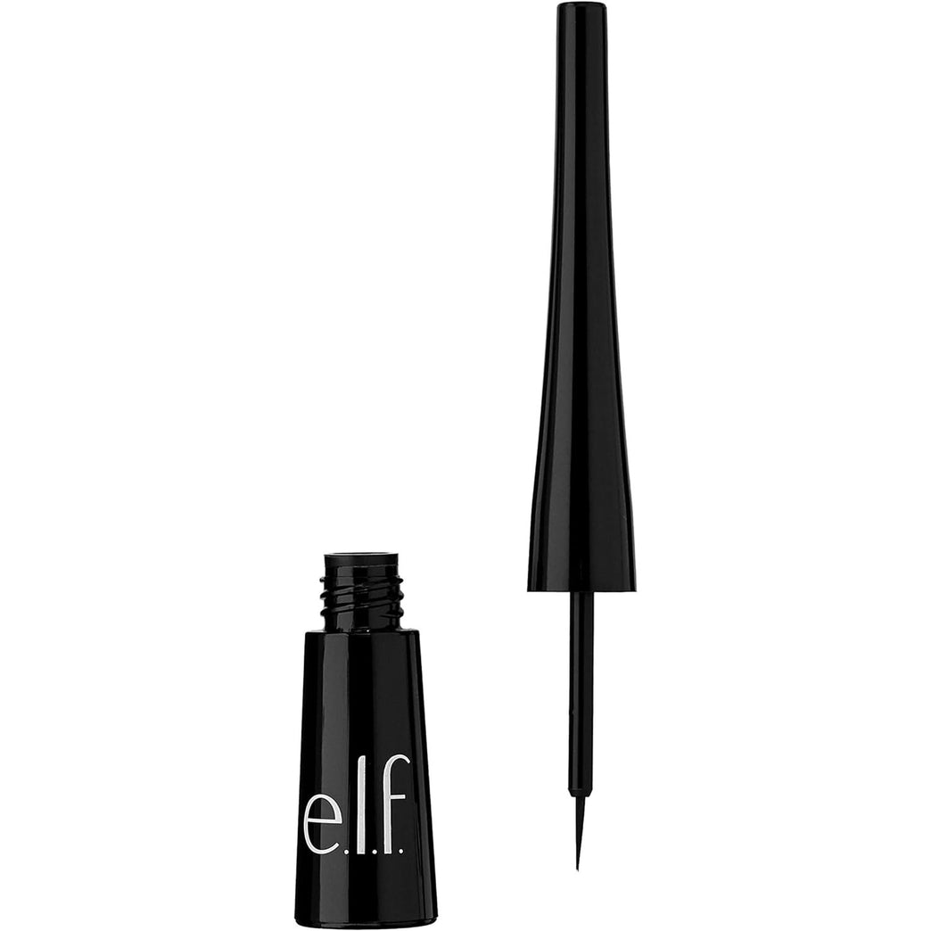 e.l.f. Jet Black Expert Liquid Eyeliner, Non-Smudging, Long-Lasting Precision Brush, Enhancer & Definer, Travel-Friendly, 4.2ml, Cruelty-Free and Vegan