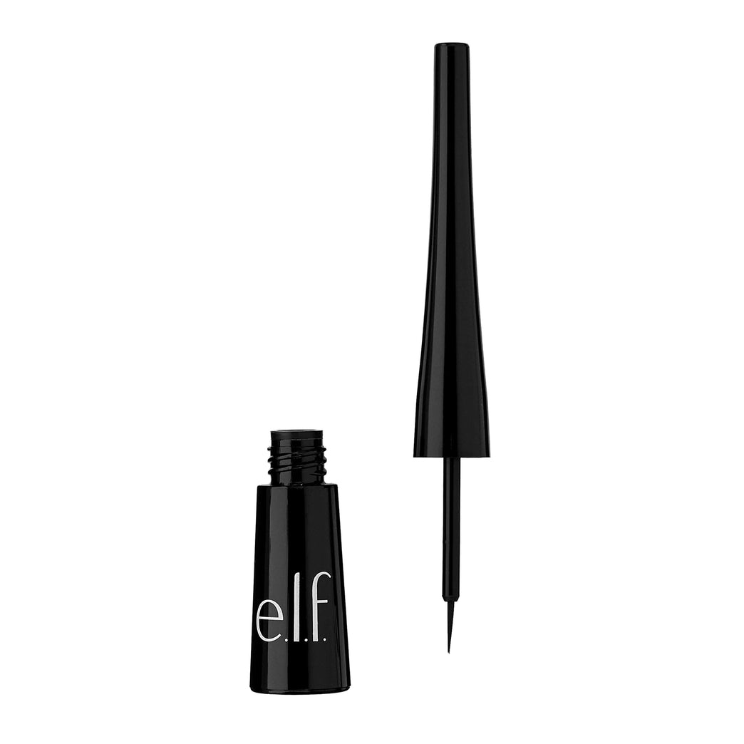 e.l.f. Jet Black Expert Liquid Eyeliner, Non-Smudging, Long-Lasting Precision Brush, Enhancer & Definer, Travel-Friendly, 4.2ml, Cruelty-Free and Vegan