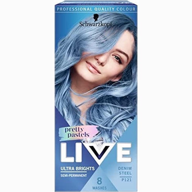 Live Pretty Pastels Semi-permanent Blue Hair Dye, Lasts Up To 8 Washes, Denim Steel, 1 Count (Pack of 1)