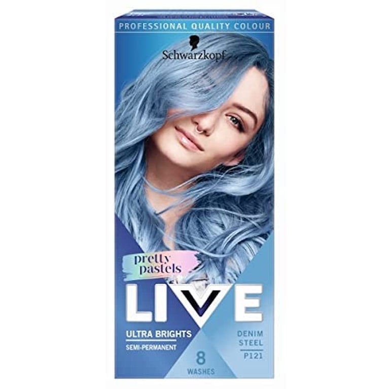 Live Pretty Pastels Semi-permanent Blue Hair Dye, Lasts Up To 8 Washes, Denim Steel, 1 Count (Pack of 1)