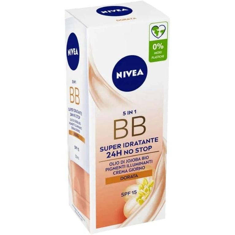 NIVEA 5-in-1 Provitamin B5 BB Cream for Medium to Dark Skin Tones with 24 Hour Moisturization and SPF 15- 50ml