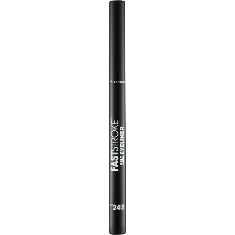 Collection Cosmetics Quick-Dry, Long-Lasting Felt Tip Eyeliner with Precision Fine Tip, Highly Pigmented, 4ml, Black - Vegan Friendly